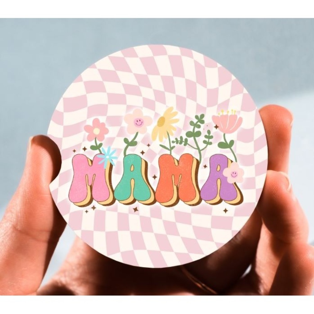 Set of 2 Car Coasters, Flower Mama Car Coaster, Neoprene‎ Car Coaster
